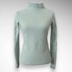 TELLURIDE CLOTHING COMPANY Light Aqua Green 100% Cashmere Mock Neck Sweater